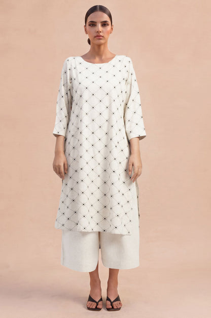 AM-to-PM Embroidered Straight Kurta &amp; Pant Set