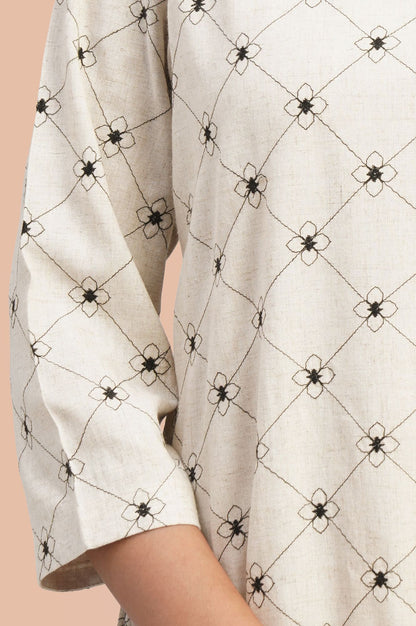 AM-to-PM Embroidered Straight Kurta &amp; Pant Set