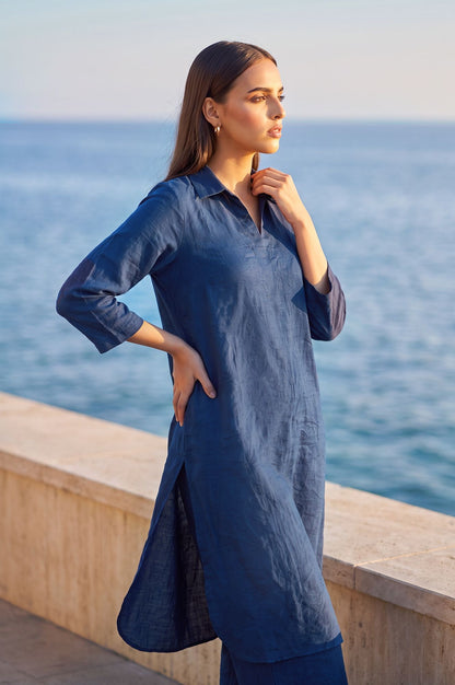 Textured Ease Travel Kurta &amp; Pant Set