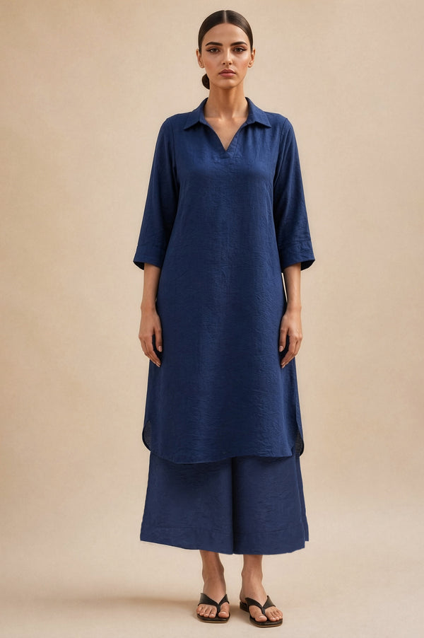 Textured Ease Travel Kurta & Pant Set