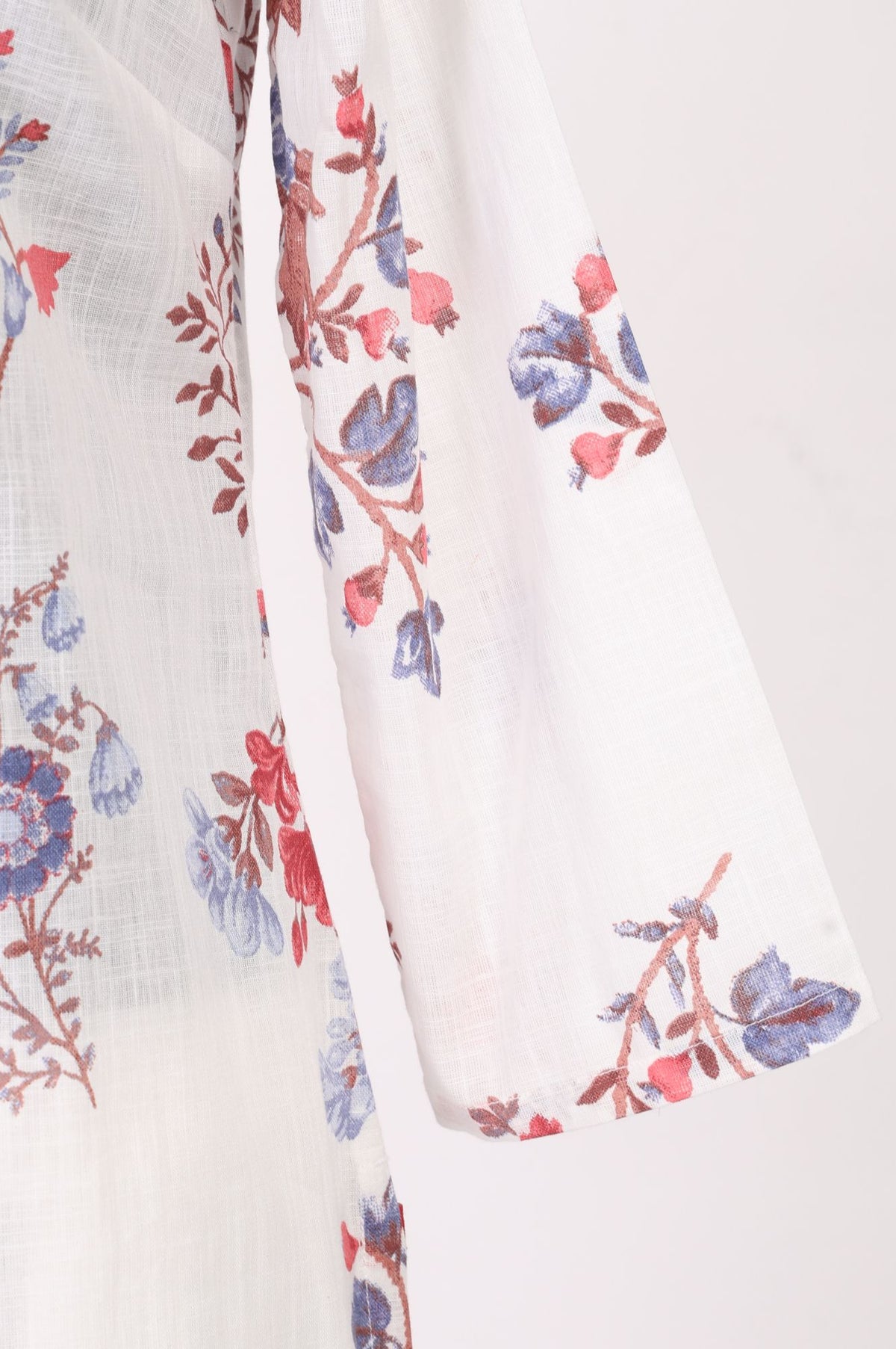 White Floral Printed Pure Cotton Straight Kurta with Pants and Dupatta Set
