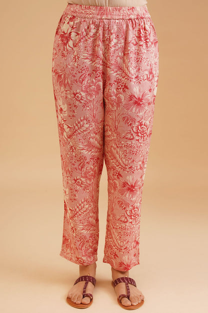 Pink Floral Printed Rayon Straight Kurta with Straight Pants and Dupatta Set
