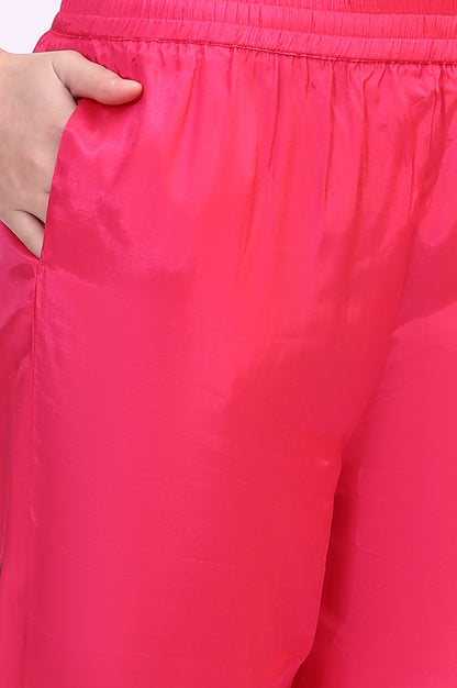 Yellow Embroidered Shantung Kurta, Pants and Dupatta Set