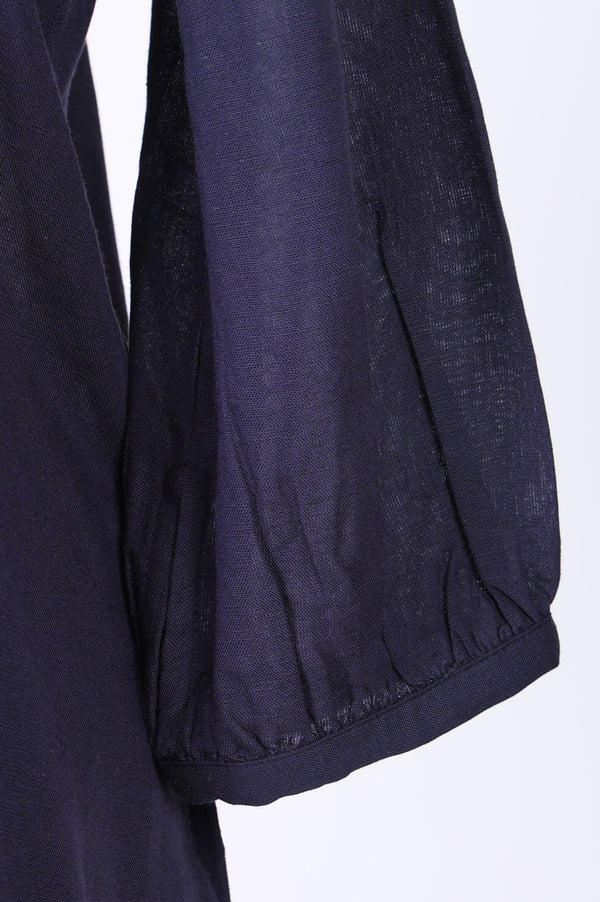 Navy Blue Embroidered Rayon Straight Shirt with Pants Co-ord Set