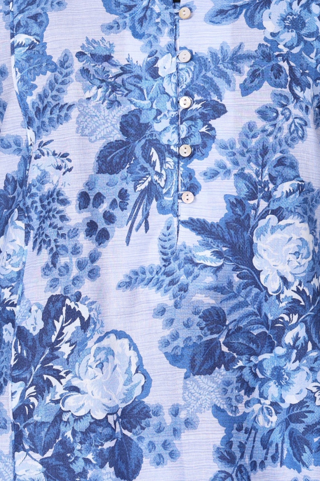 Blue Floral Printed Pure Cotton Straight Tunic with Pants Co-ord Set