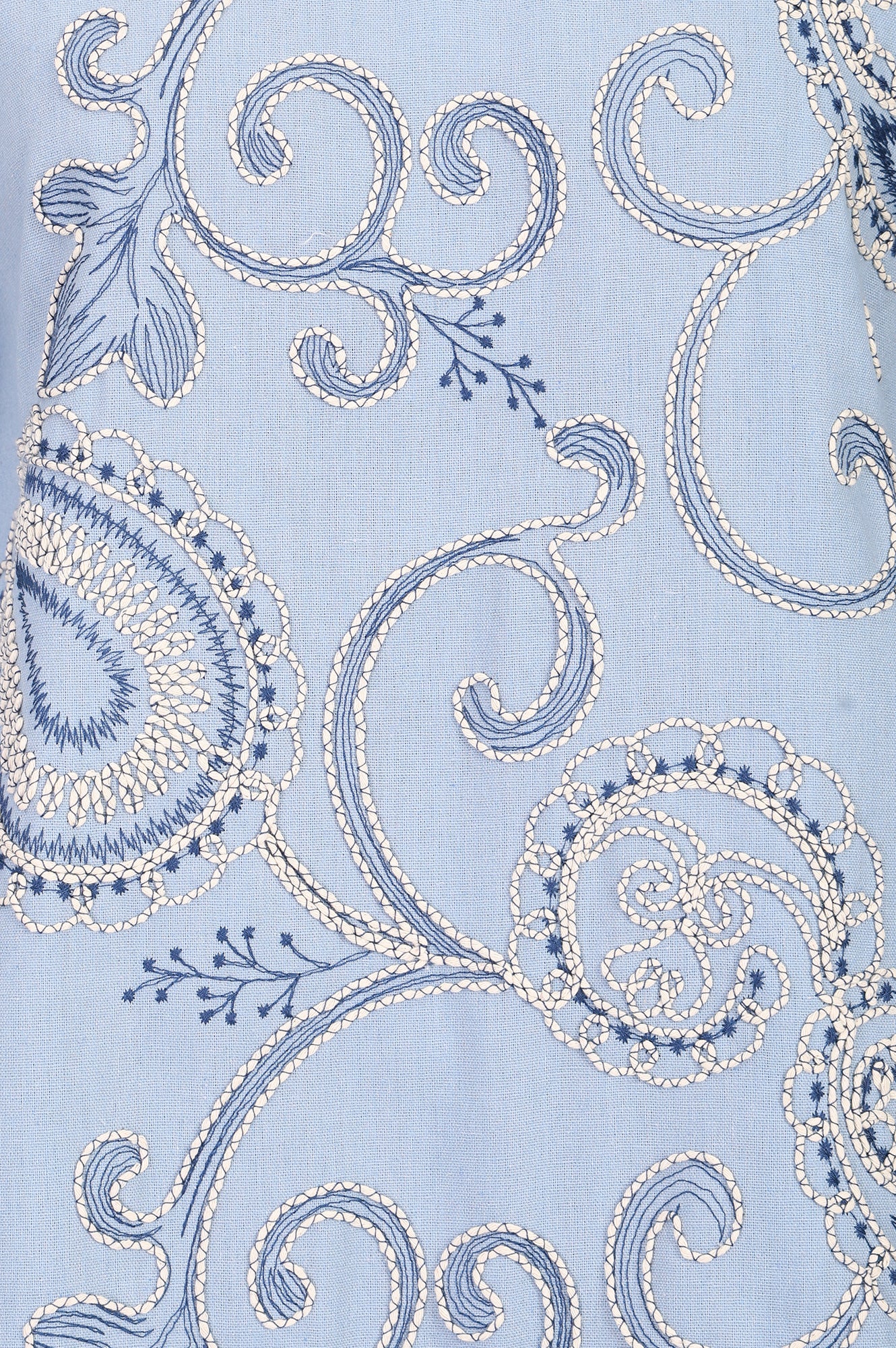 Blue Embroidered Cotton Flax Straight Kurta With Straight Pants Co-ord Set
