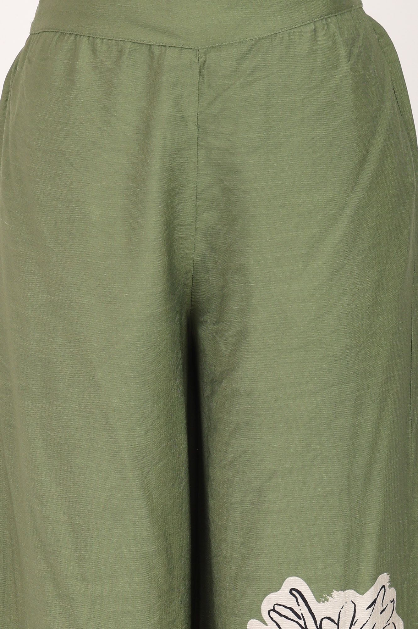 Green Floral Printed Straight Shirt with Parallel Pants Co-ord Set