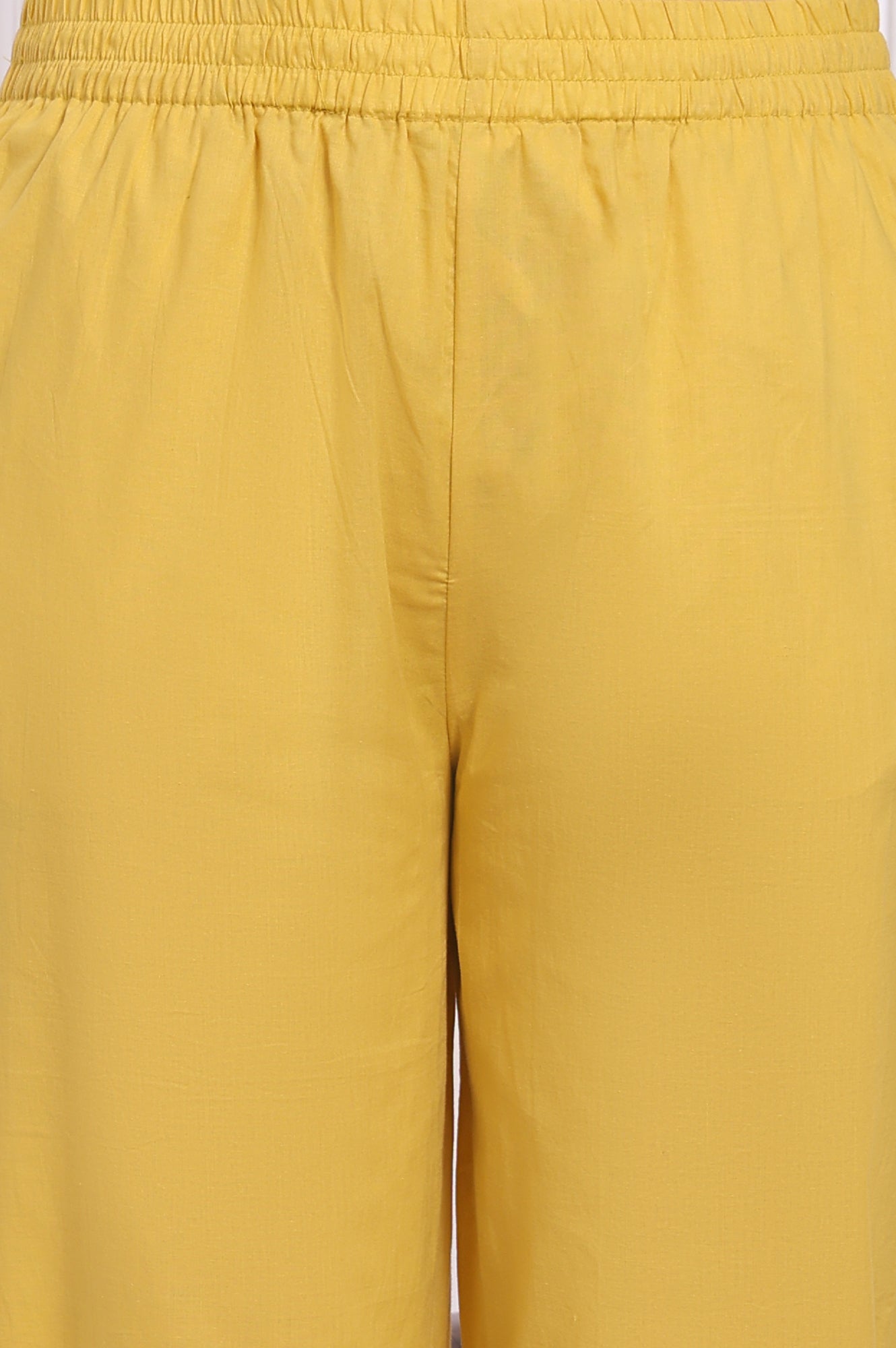 Yellow Embroidered Pure Cotton Straight Kurta and Pants Co-ord Set