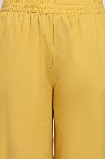 Yellow Embroidered Pure Cotton Straight Kurta and Pants Co-ord Set