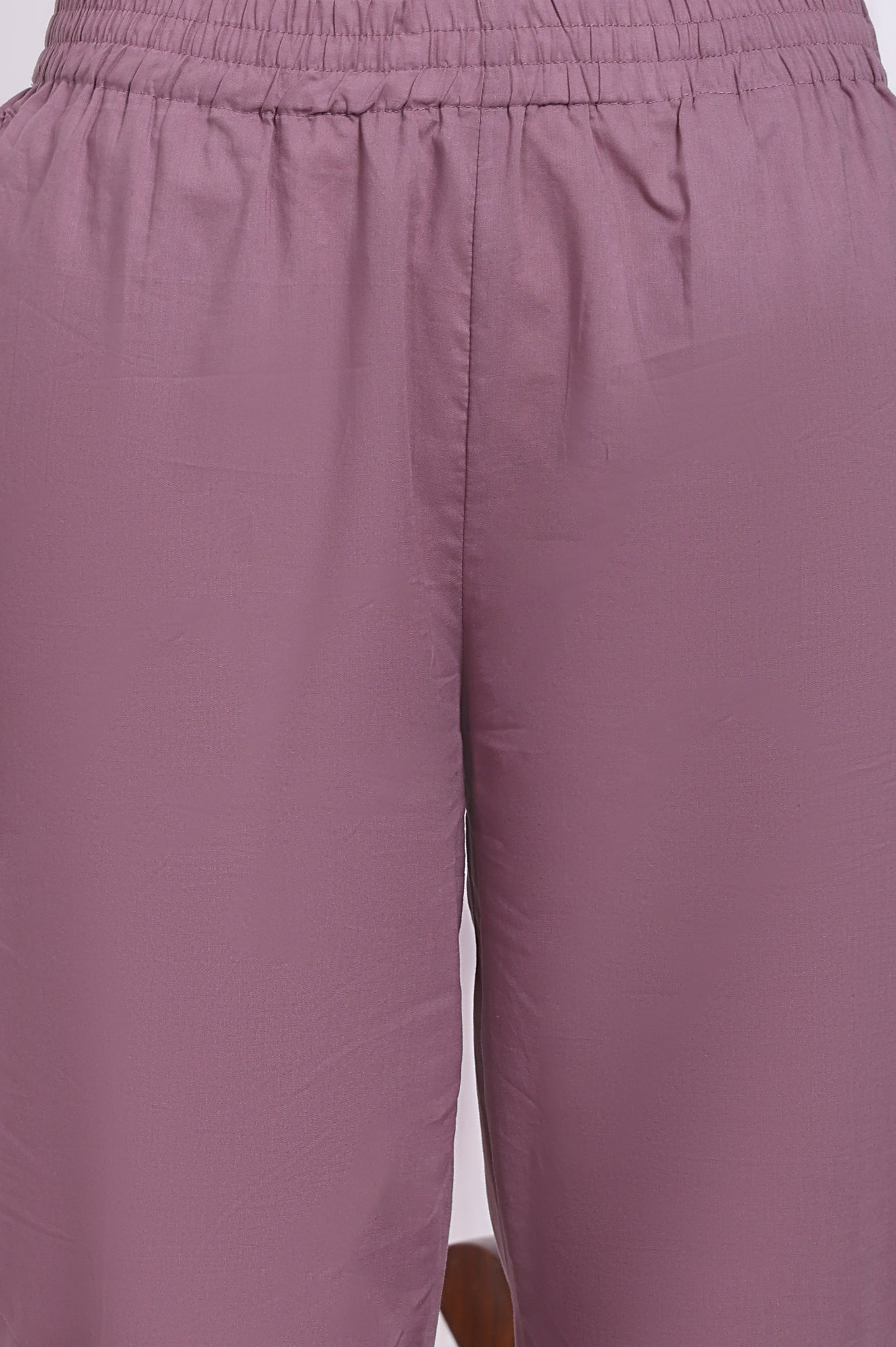 Purple Embroidered Pure Cotton Straight Kurta and Pants Co-ord Set