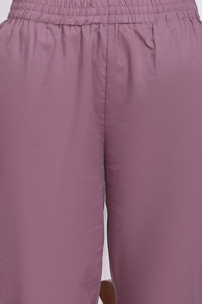 Purple Embroidered Pure Cotton Straight Kurta and Pants Co-ord Set