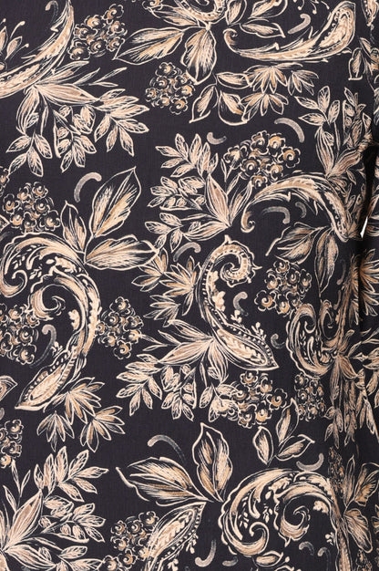Black Floral Printed Straight Kurta