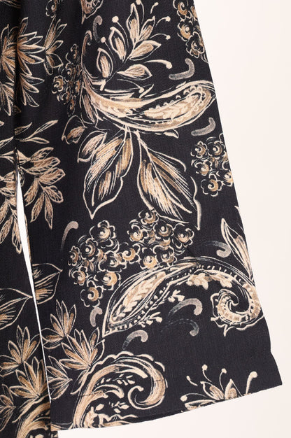 Black Floral Printed Straight Kurta