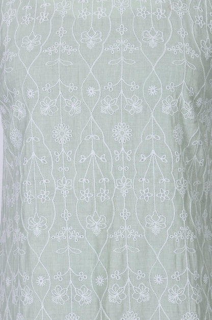 Sea Green Thread Embroidered Rayon Straight Kurta