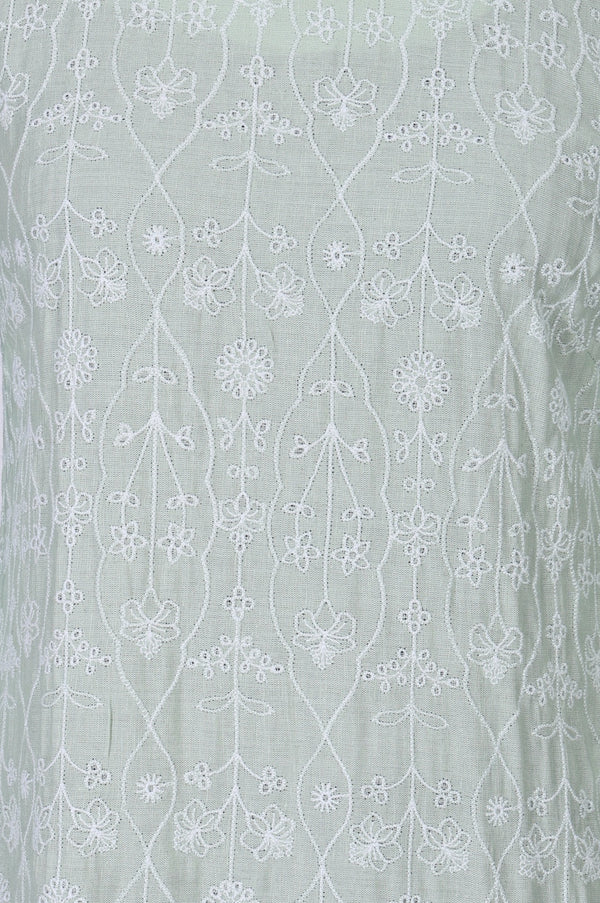 Sea Green Schiffli Embroidered Rayon Straight Kurta