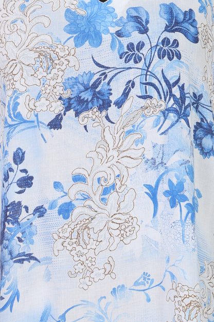 White Floral Printed Modal Straight Kurta