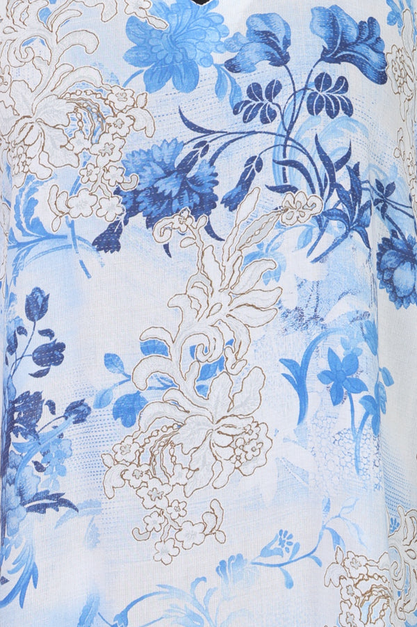 White Floral Printed Modal Straight Kurta