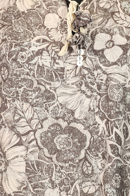 Grey Floral Printed Straight Kurta