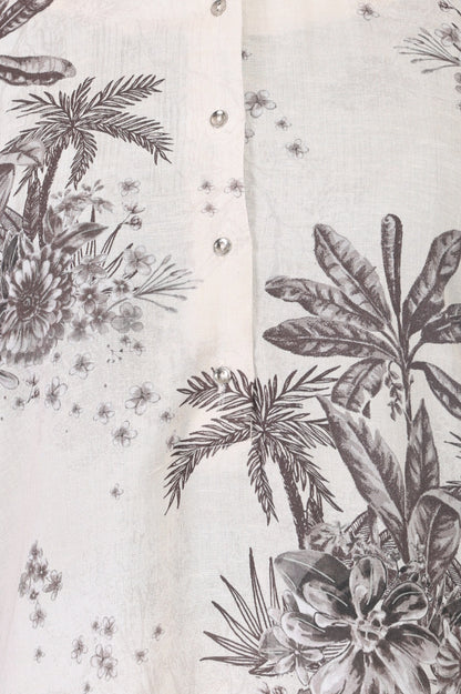 Off White Tropical Floral Printed Rayon Straight Kurta