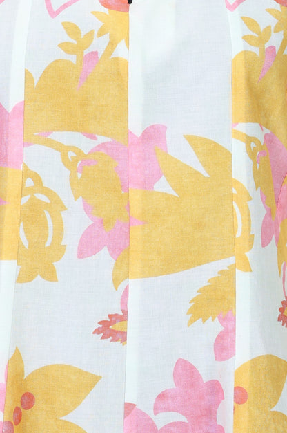 Multi-coloured Floral Printed Pure Cotton Flared Kurta