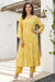 Mustard Floral Printed Rayon Flared Kurta