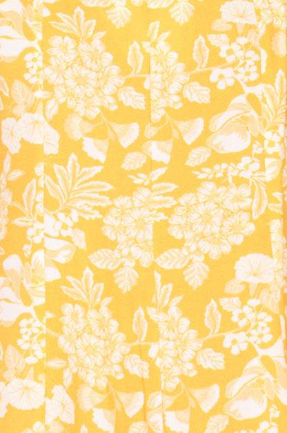 Yellow Floral Printed Rayon A-line Kurta