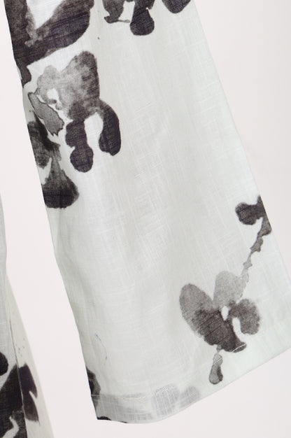 White Floral Printed Pure Cotton Flared Kurta