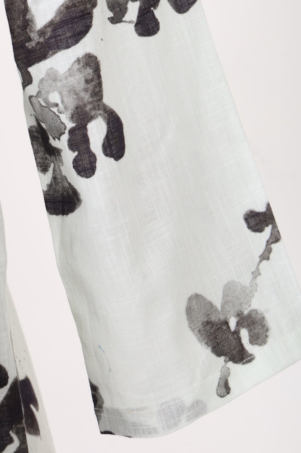 White Floral Printed Pure Cotton Flared Kurta