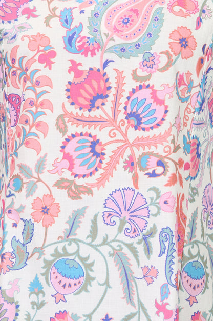 White Floral Printed Pure Cotton Straight Kurta