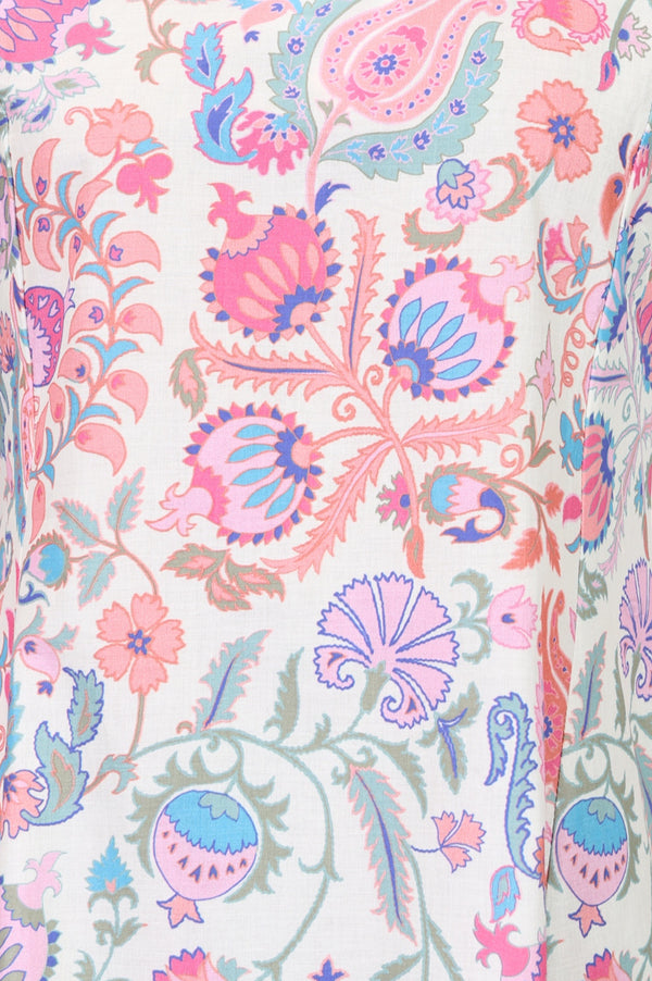 White Floral Printed Pure Cotton Straight Kurta
