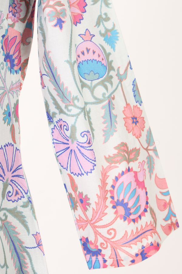 White Floral Printed Pure Cotton Straight Kurta