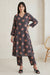 Charcoal Floral Printed Rayon Flared Kurta