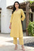 Yellow Geometric Printed Rayon A-line Kurta