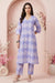 Lavender Floral Printed Pure Cotton A-line Kurta