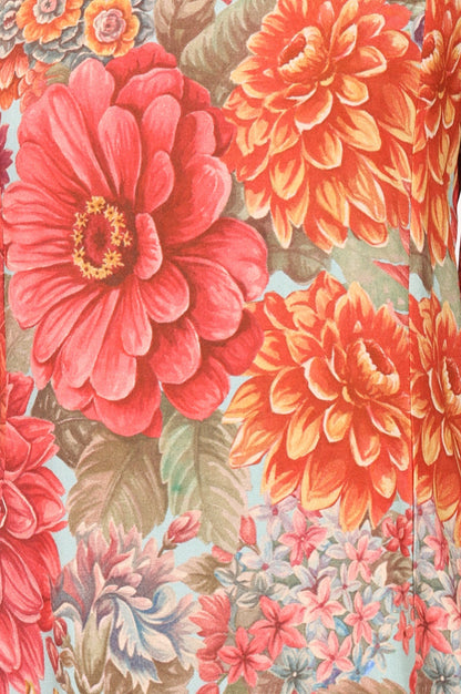 Multi-Coloured Floral Printed Pure Cotton A-line Kurta