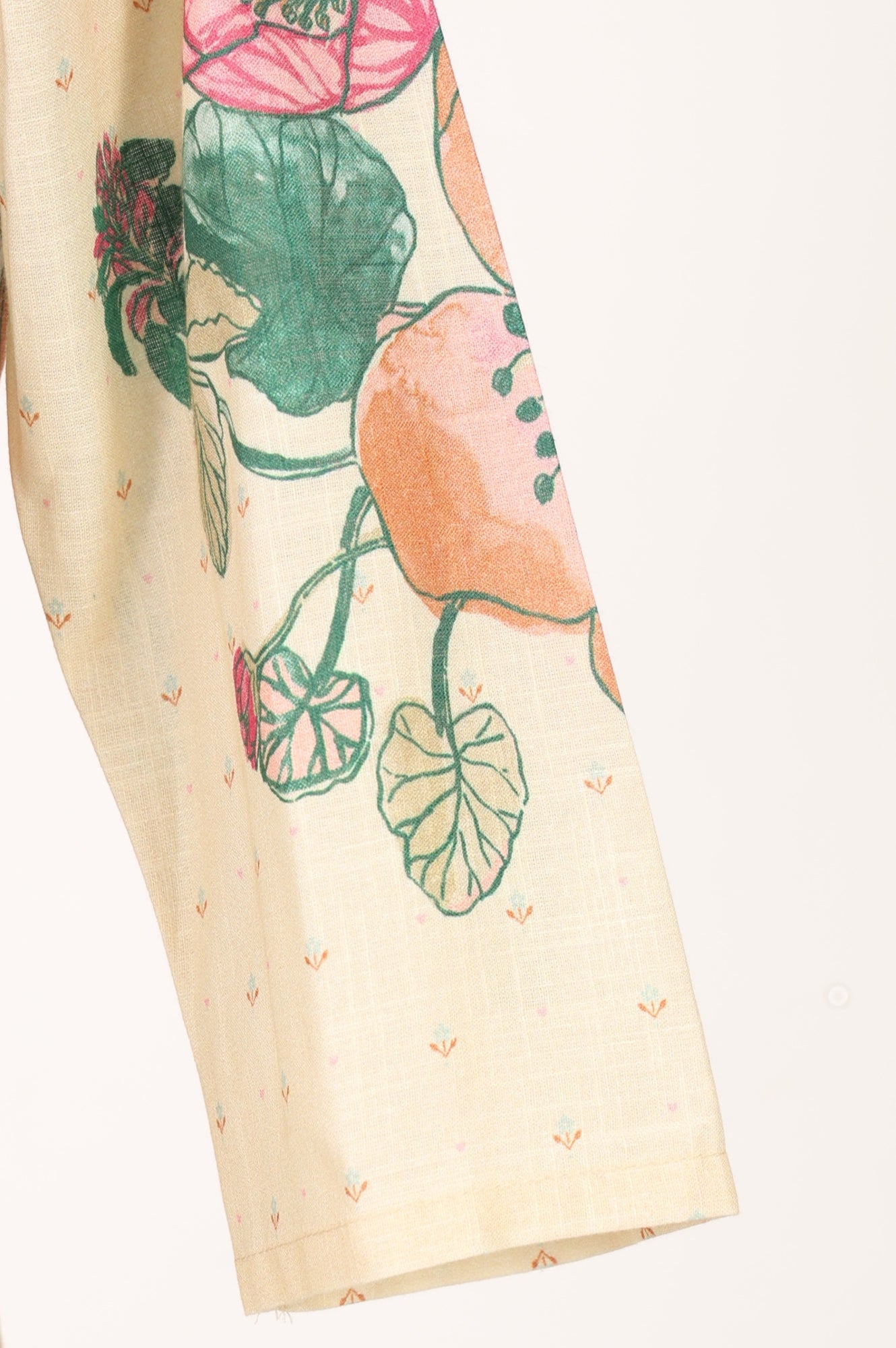 Cream Floral Printed Pure Cotton A-line Kurta