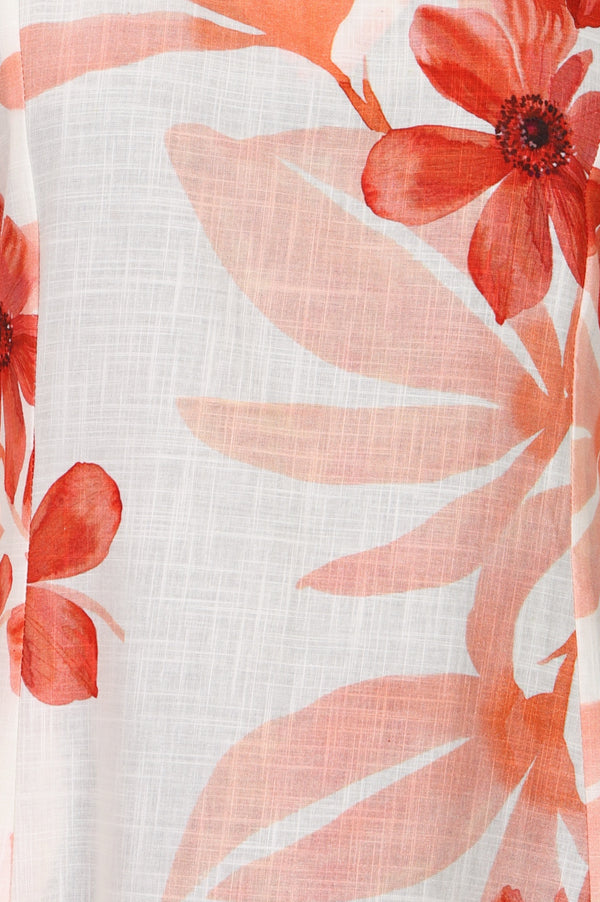 Off White Floral Printed Rayon Straight Kurta