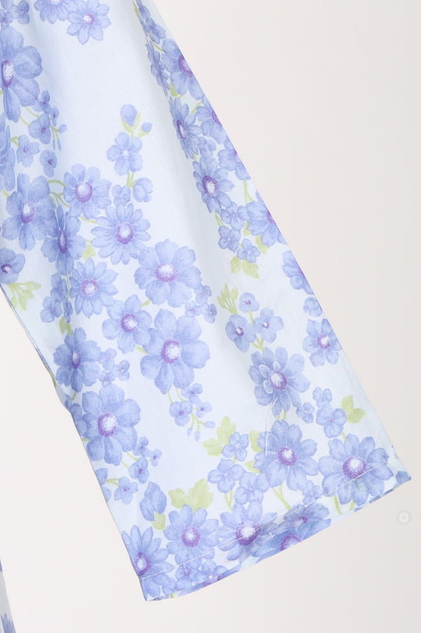 White Floral Printed Pure Cotton A-line Kurta