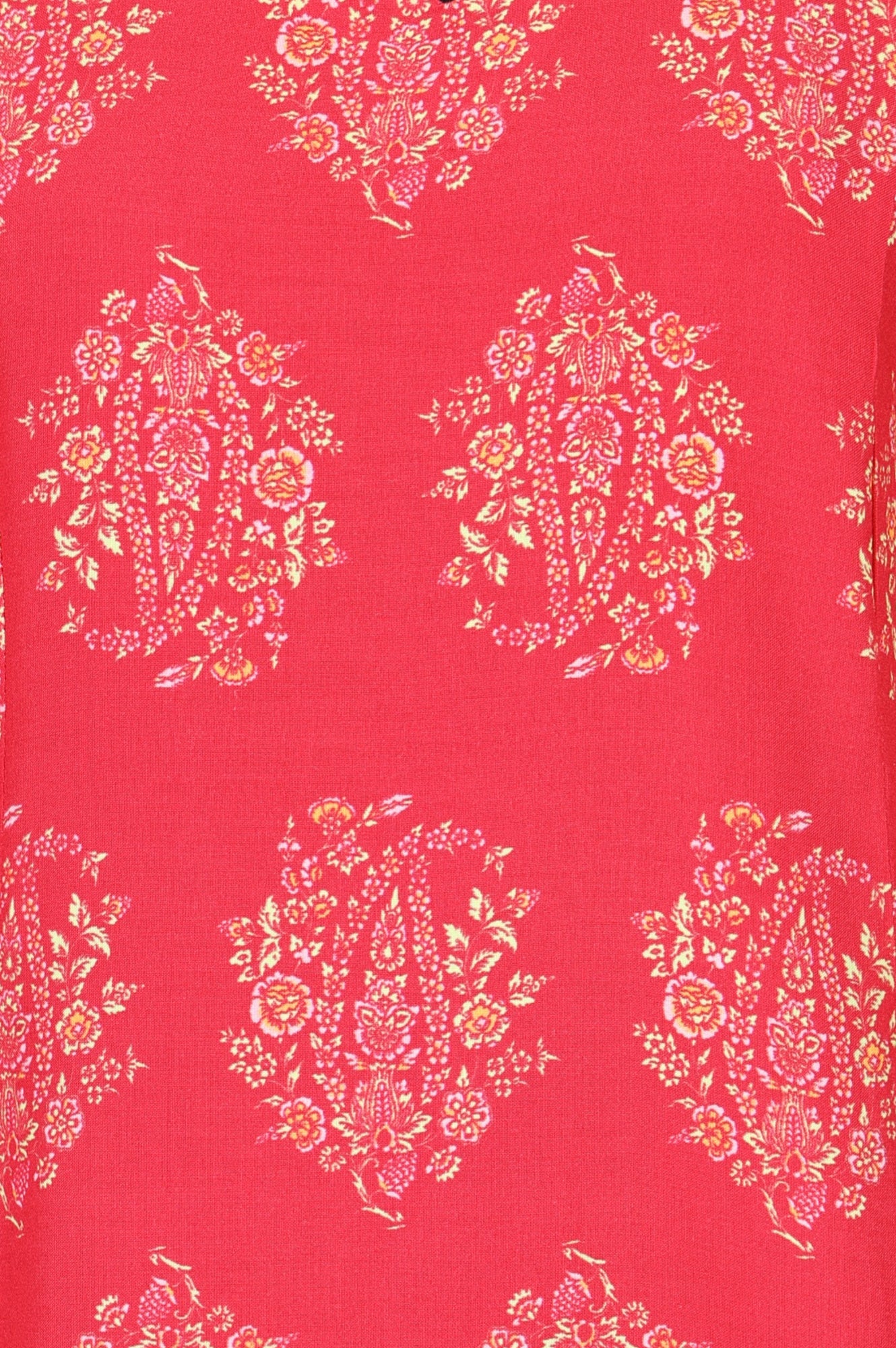 Red Foil Floral Printed Pure Cotton Flared Kurta