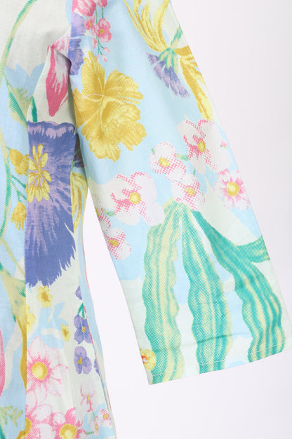 Multicolor Floral Printed Pure Cotton A-line Kurta