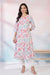 White Floral Printed Cotton Flax Flared Kurta