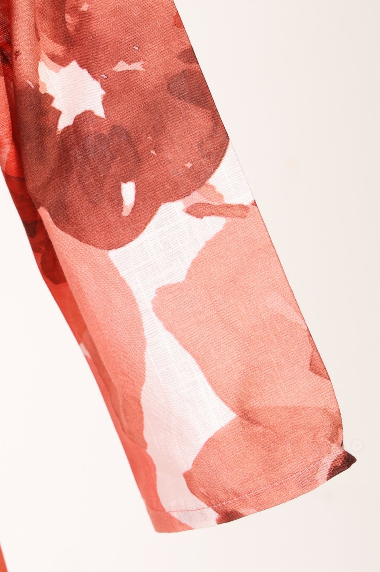 Peach Floral Printed Cotton Flax A-line Kurta