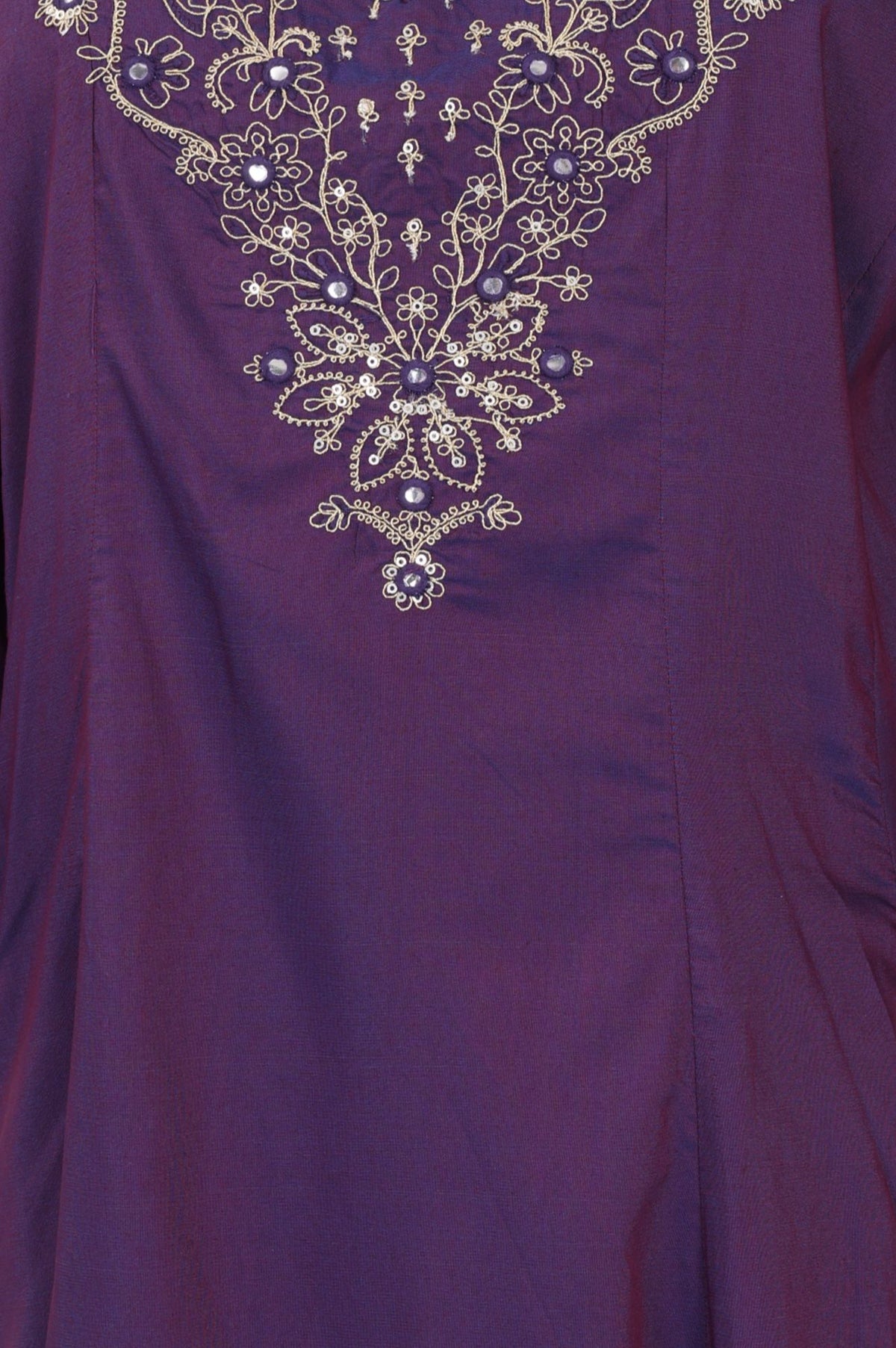 Purple Embroidered A-line Kurta