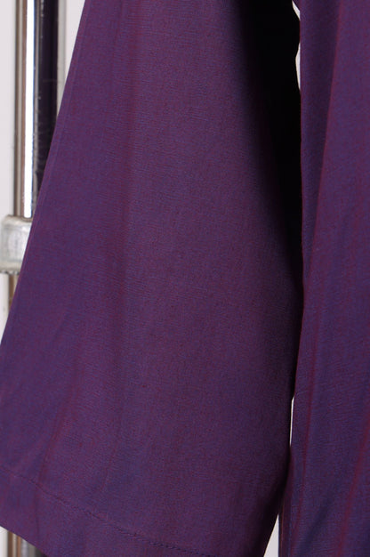 Purple Embroidered A-line Kurta