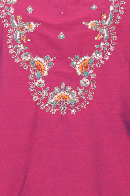 Magenta Embroidered Straight Kurta