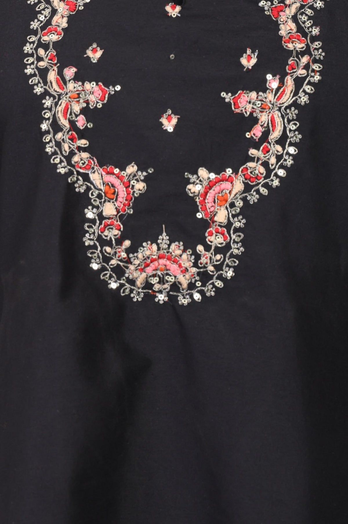 Black Embroidered Straight Kurta