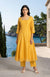 Mustard Yarn Dyed Textured Embroidered Chanderi A-line Kurta