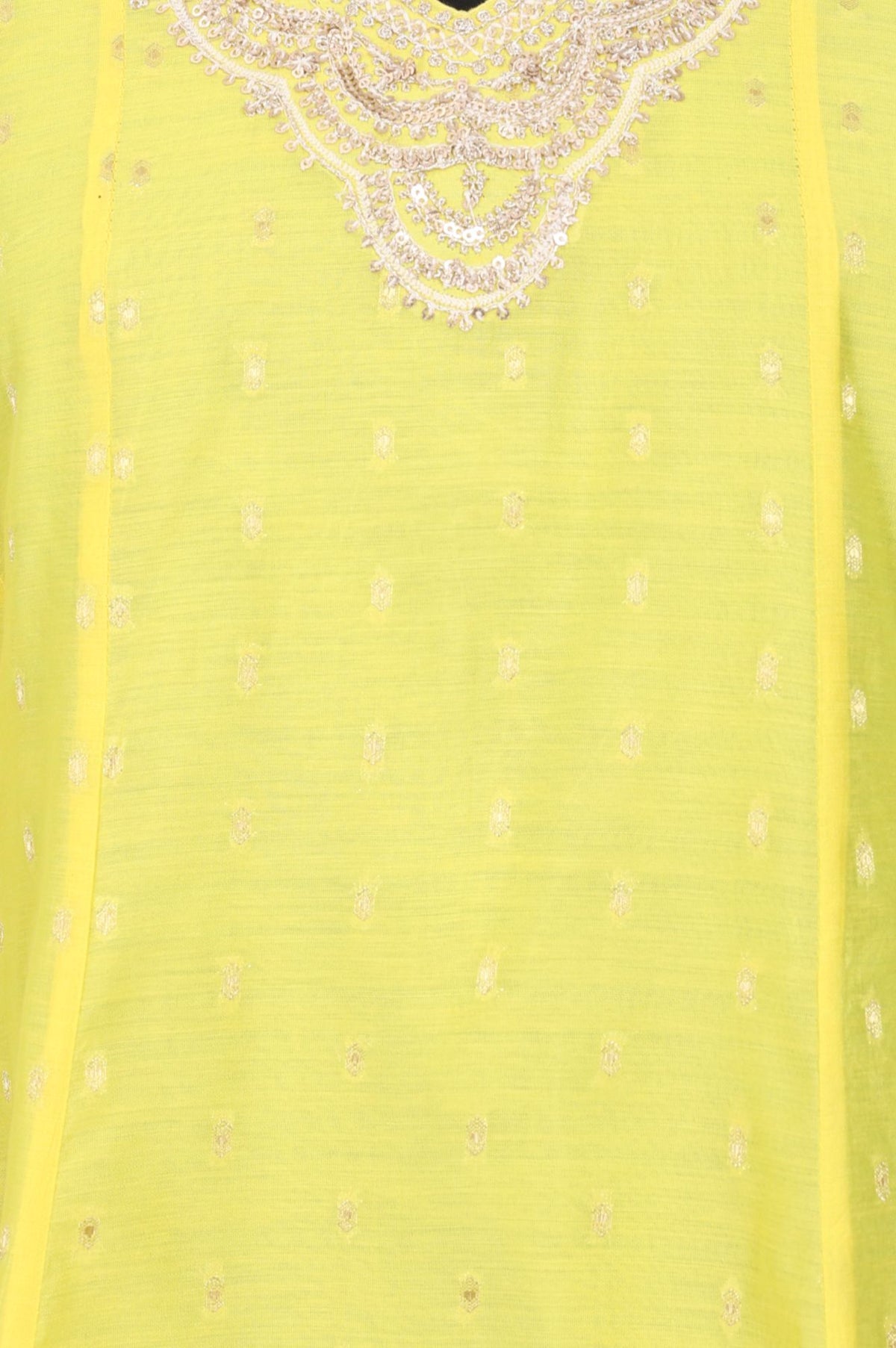 Yellow Yarn Dyed Zari Embroidered Chanderi A-line Kurta