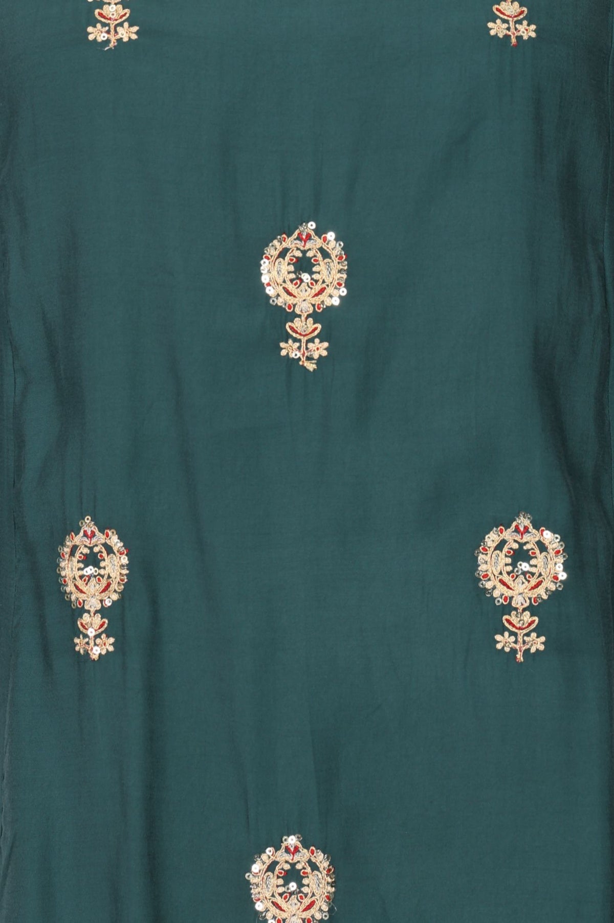 Green Zari Embroidered Faux Chanderi Straight Kurta