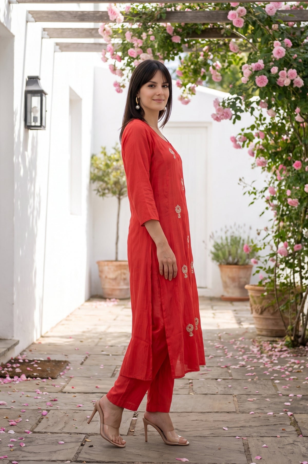 Assorted Solid Faux Chanderi Straight Kurta